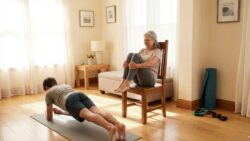 Chair-based core routine after 60 rebuilds strength better than planks and eases hip tightness